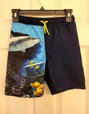Boys Lands End Mesh Lined Swim Trunks, Shark: Small: 8.