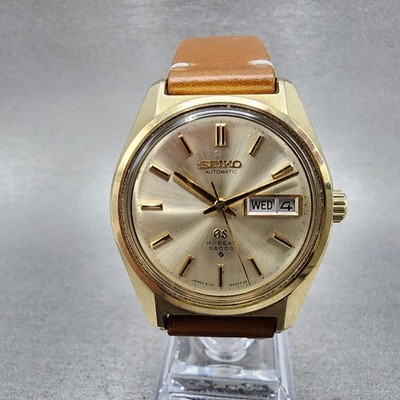 Grand Seiko Watch Men 37mm Gold Dial Gold Plated Daydate 6146-8000