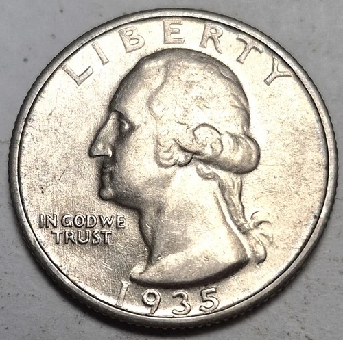 1935S Washington Silver Quarter. Nice AU