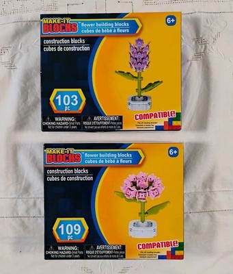 NEW Make-It Blocks Flowers Construction Blocks Lot Of 2 Pink & Purple 103 & 109 
