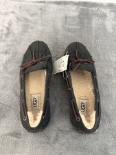 Ugg Pure Black Brown Laces Wool Lined Moccasin Womens 10 Inch Missing Tag 6.5