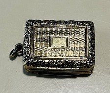Georgian Sterling Silver Vinaigrette Birmingham 1823 Maker TS Pierced Gilt Grill