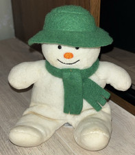 The Snowman Plush VTG Soft Toy Lovey Green Scarf Hat Toy Raymond Briggs Mini 7"