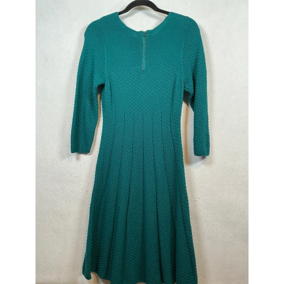 Vestido Suéter The Limited Tejido Verde Azulado Midi Funda Manga Larga Talla Pequeña Foto 4 de 4