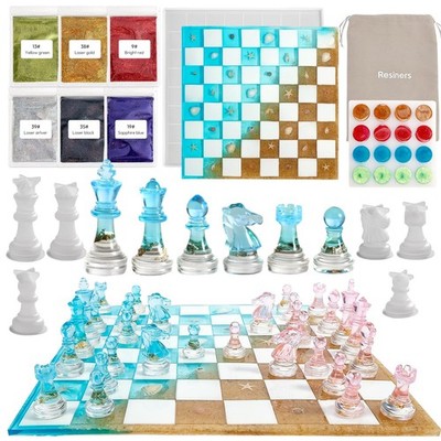 Chess Mold Set, Chess Molds for Resin Casting with Full Size 3D Silicone Ches...