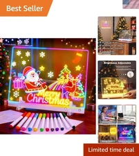 17" LED Note Board with Colors, 7 Light Effects Rechargeable Acrylic Led Draw...