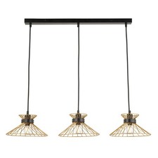 Image of Pendant Ceiling Light 3 Lamp LED Black Gold Effect Dimmable Modern (Dia)770mm