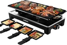 Raclette Grill Elettrico da Tavolo Portatile 2 in 1 Coreano BBQ Grill da Interno e Ch