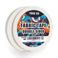 YONGJIN Double-Sided Fabric Tape (2 Rolls) - No Sewing or Ironing Required, P...