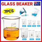 7pcs Glass Measuring Beaker Chemistry Experiment Glass Beaker Measuring Cup AU