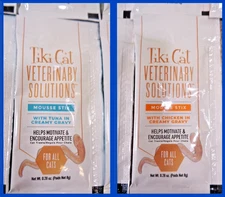 Lot of 63 TIKI CAT Veterinary Solutions Mousse Stix - TUNA and CHICKEN IN GRAVY
