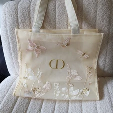 DIOR Butterfly Embroidered Mesh Tote Bag GWP