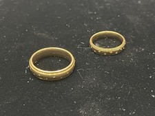 9ct Pair Of Solid Matching Gold Wedding Bands Ring Heavy Size T And Size N 1/2