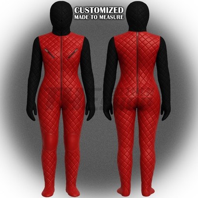 Women's Leather Playsuit Catsuit Full Body Sheep Leather Restraint Bondage Suit