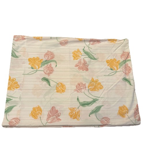 Vtg Cannon Royal Family Set of 2 Pillowcases Floral Tulip Percale Bed 20” X 27”