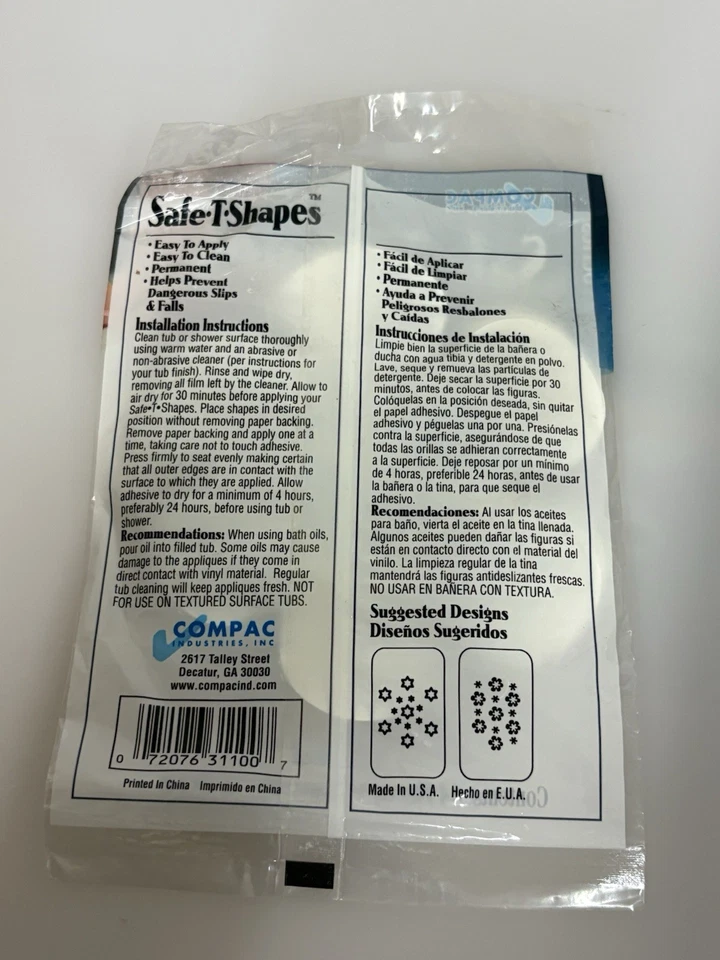 Calcomanías antideslizantes para bañera Compac Safe en formas de T diseño de margarita blanca (paquete de 14) Foto 2 de 2