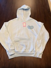 Edikted Light Blue Puff Print Heart Hoodie Size XS NWT