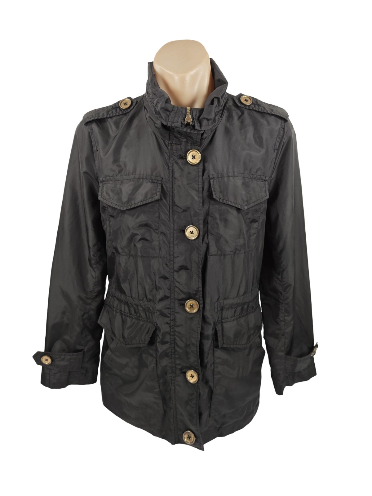 London Fog High Button Collar Rain Jacket Men's Size M Black Weathergear Outdoor