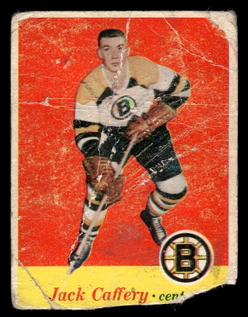 Jack Caffery #8 Hockey Cards 1957 Topps trading card — raw and PSA graded price guide