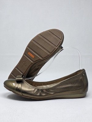 Cole Haan Tova Bow Women's Ballet Flats Gold Talca Size 7.5 Grey Silver Slip On