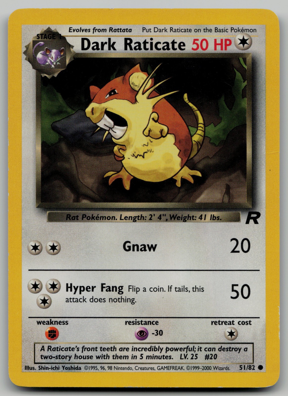 Dark Raticate Common Team Rocket 51/82 NM