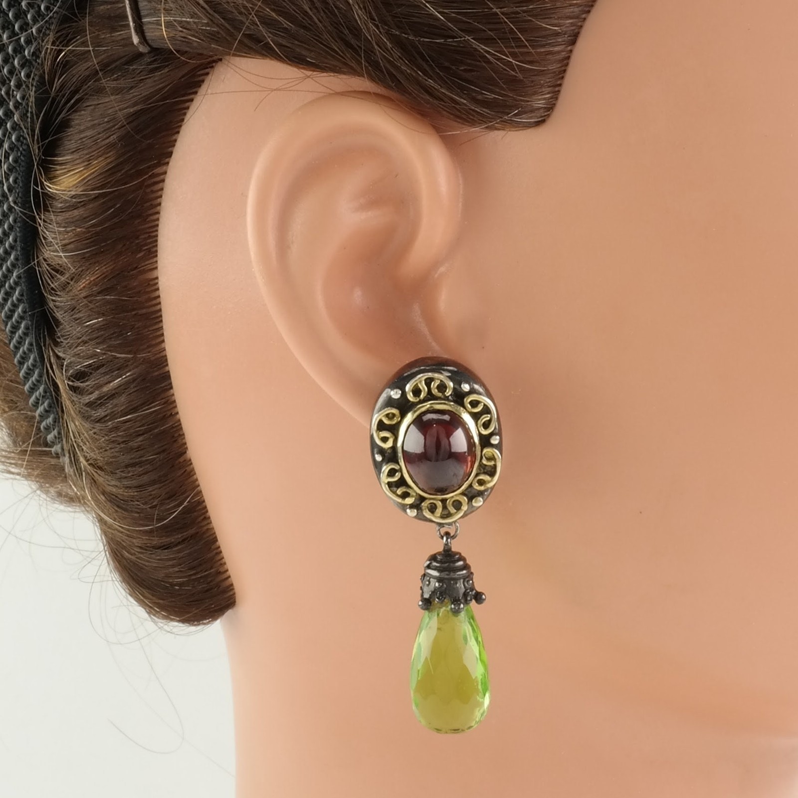 Sevan Garnet Stud Dangle Sterling Silver Earrings - image 10