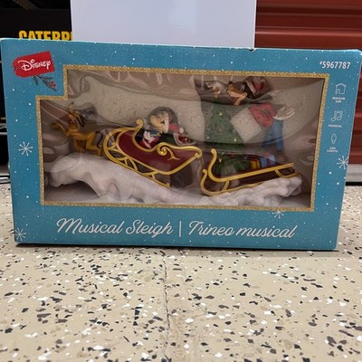 Disney Christmas Holiday Musical Sleigh Mickey Minnie Goofy Pluto Music New Box