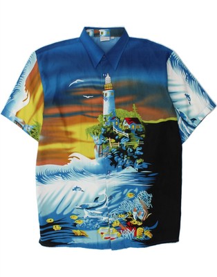 SASOON Herren Grafik Kurzarm Hemd XL Mehrfarbig Polyester DB20