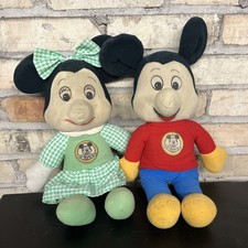 Vtg Mickey Mouse Club 1978 Mickey and Minnie Plush Toys 12.5" - See Desc.