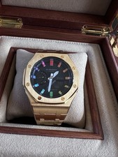Casio GA2100 “Casioak” Gold Tone Stainless Steel Strap with Rainbow Hour Markers