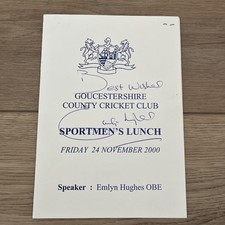 2000 Gloucestershire CCC Menu - Signed By Emlyn Hughes