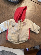 Disney Baby Mickey Mouse Hooded Winter Jacket Beige/Red Size 9M