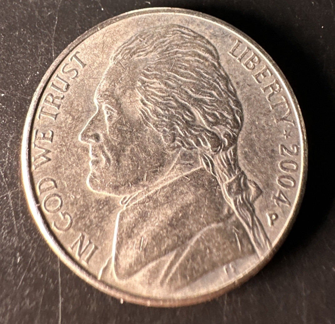 JEFFERSON 5 CENTS NICKEL 2004 P LOUISIANA DIE CHIP ERROR | eBay