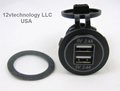 High Power Triple 4.8 Amp USB Charger + Voltmeter +12 V Socket Plug w/Jumper - Photo 3 sur 5