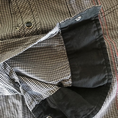 Camisa occidental Guess Unisex Rebelion con broches de perlas talla XXL LS a cuadros negros - Imagen 11 de 15