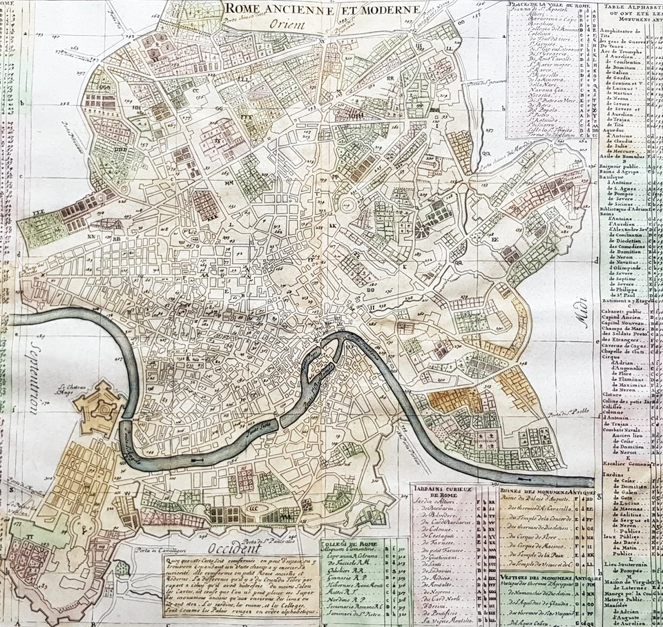 1719 Henri Chatelain Large Antique Map Plan of Rome, Italy - Image 2 of 2