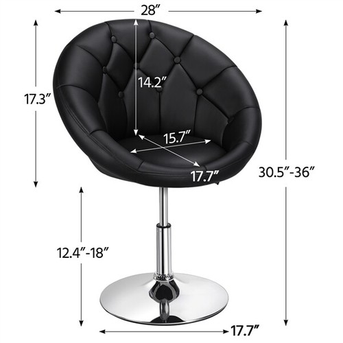 Adjustable Swivel Round Tufted Modern Accent Vanity Salon Chairs Bar Pub Stools - Picture 4 of 9