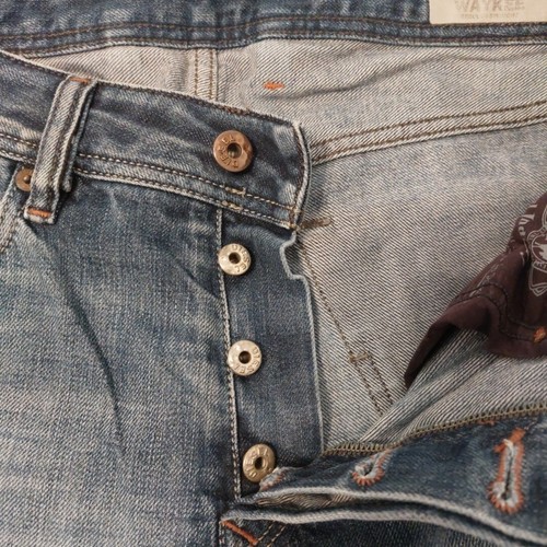 Jeans rectos regulares Diesel Waykee 30 X 28* lavado medio elástico desteñido desgastado - Imagen 13 de 23