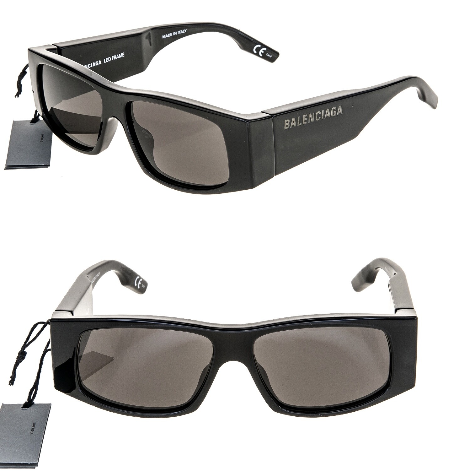 BALENCIAGA LED LOGO FRAME 0100 Black Fashion Unisex Sunglasses BB0100S