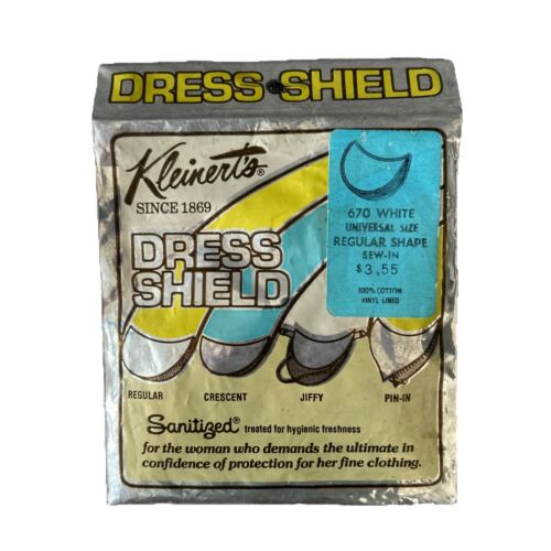 Vintage Kleinert’s Dress Shield 670 White Universal Size Regular Shape Pin/Sew - Picture 3 of 3