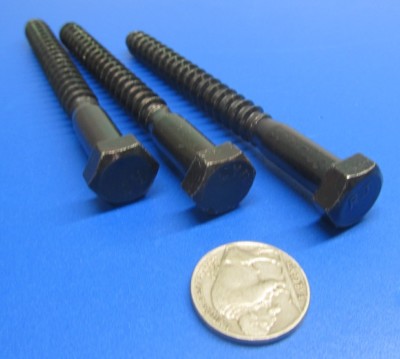 Black Zinc Hex Head Lag Screw 9/16 Hex Size 3/8 Thread x 4.00'' Length, 20 pcs 