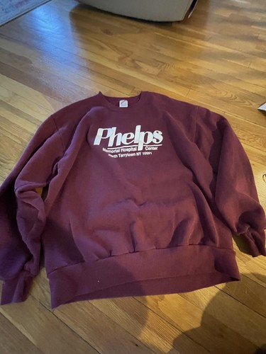 Vintage Phelps Hospital Tarrytown NY Purple Sweatshirt Sz L Jerzees Tag USA Made - 第 2/7 張圖片