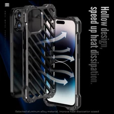 R-JUST For iPhone 14 Plus 13 12 Pro Max Shockproof Metal Heavy Duty Back Cover