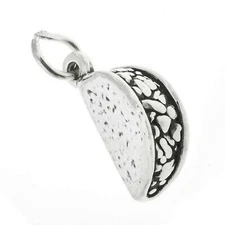 Taco Mexican Fast Food Restaurant Takeout 3D 925 Solid Sterling Silver Charm