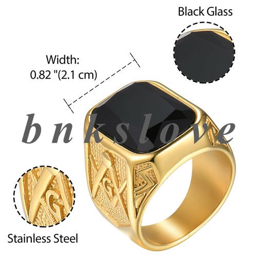Herren Edelstahl goldfarben Freimaurer Meister Mason Ring Freimaurer Band Größe 8-12 - Bild 2 von 13