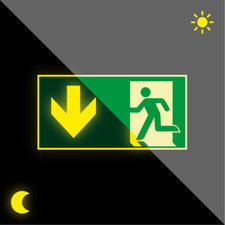 PERMALIGHT Komponente Rettungswürfel Notausgang, ASR/ISO, Pfeil u., 600x300mm