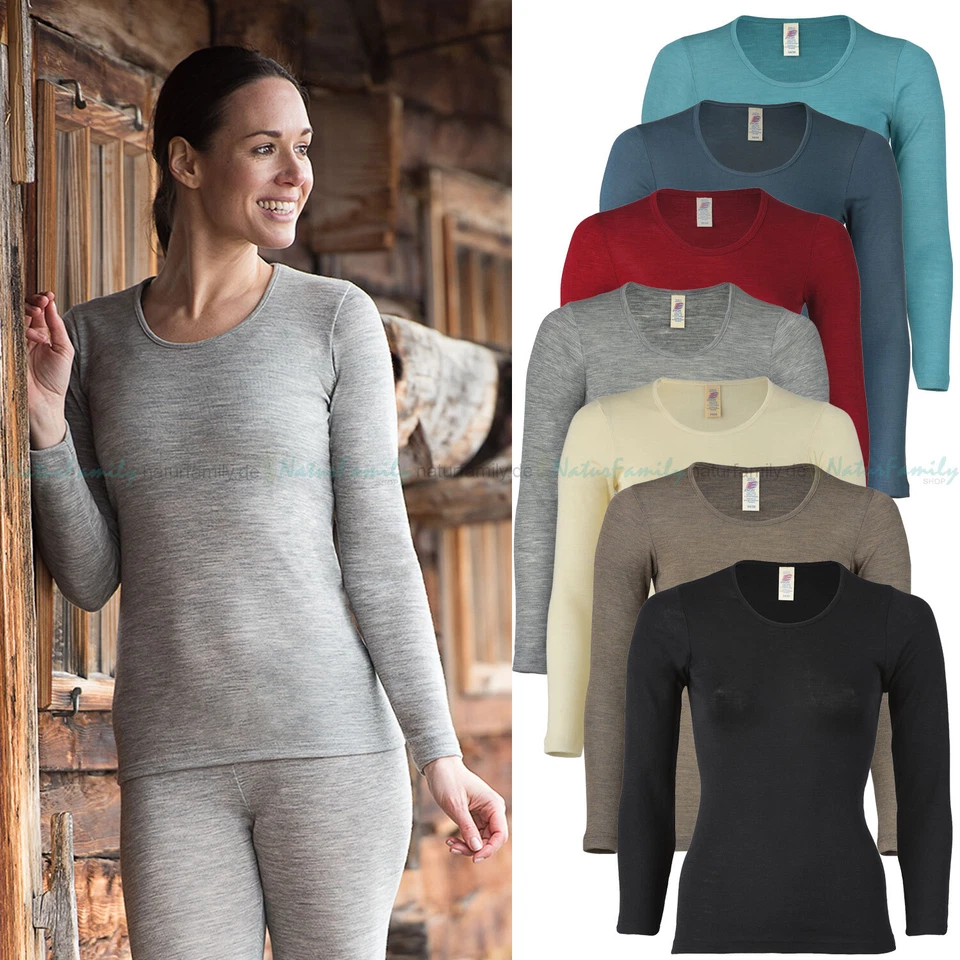 ENGEL Camisa interior de mujer Angel manga larga lana seda kbT ropa funcional lana virgen ecológica