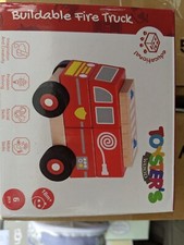 Buildable wood Toy Firetruck for children fun  educational 18m 6 pc