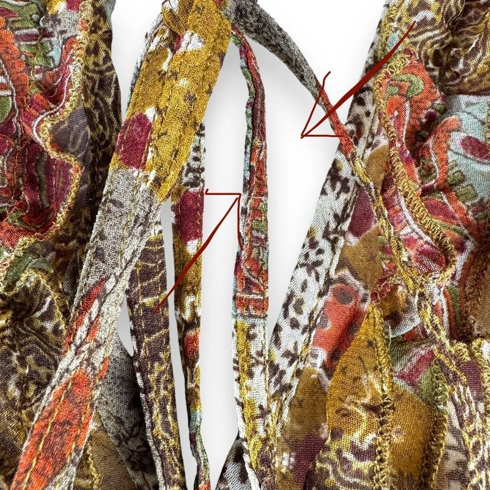 Túnica Dimri Mujer Talla Grande Boho Retazos Transparente Top Volantes Indie Artístico Foto 4 de 4