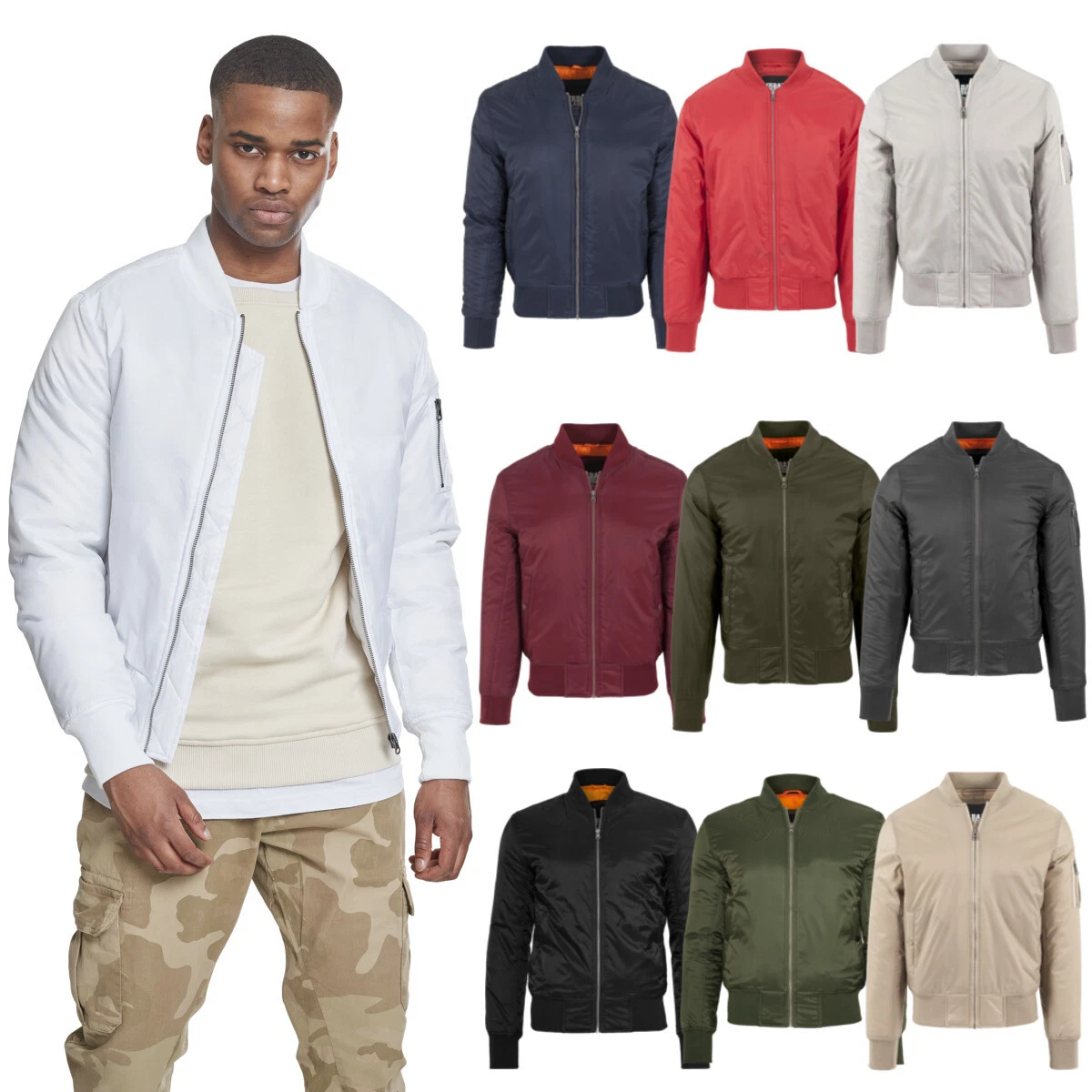 Urban Classics Basic Bomber Jacket Men Pilot US Army Security